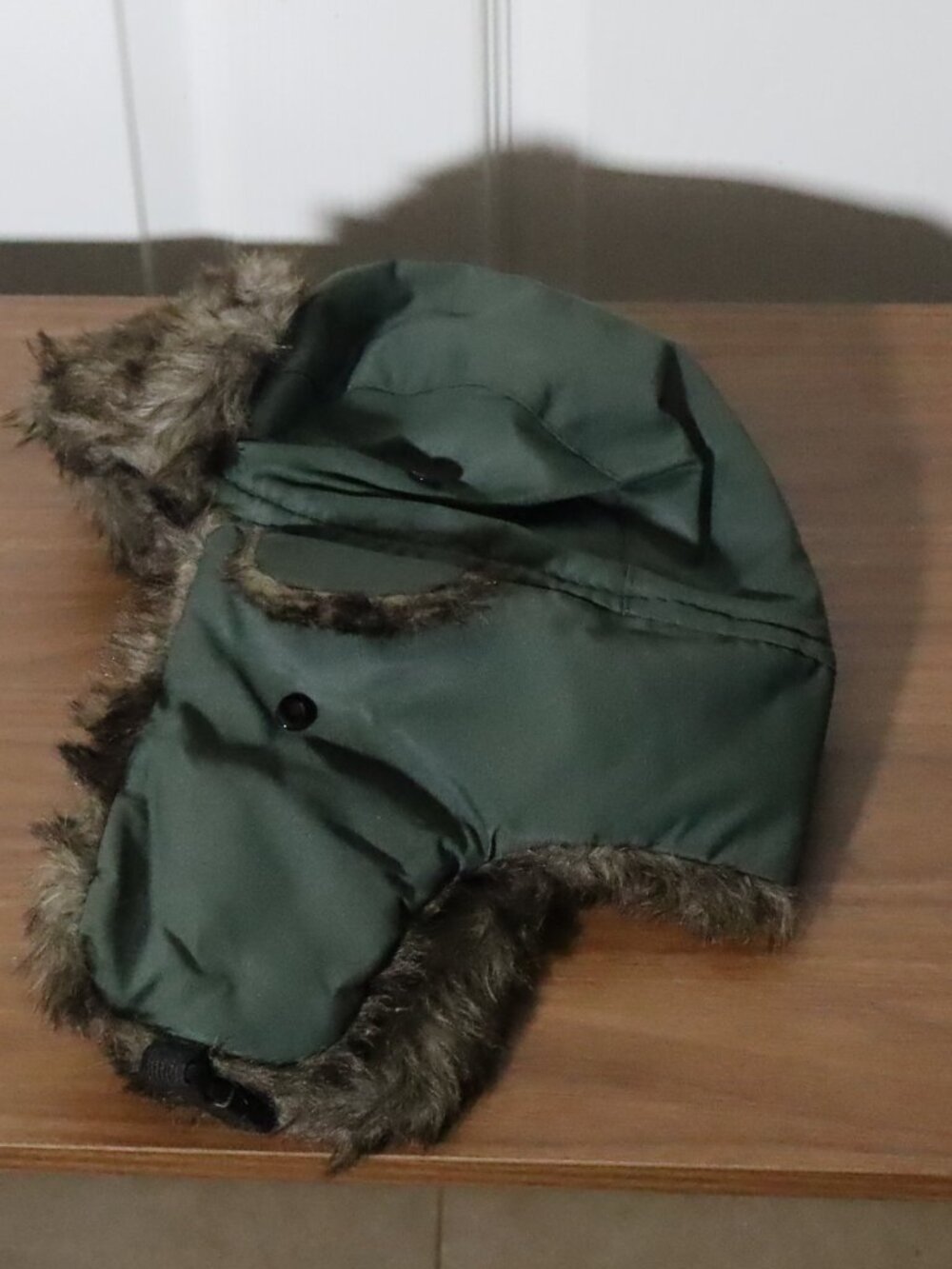 NWOT Dark Olive Green Trapper Hat with Fur Lining